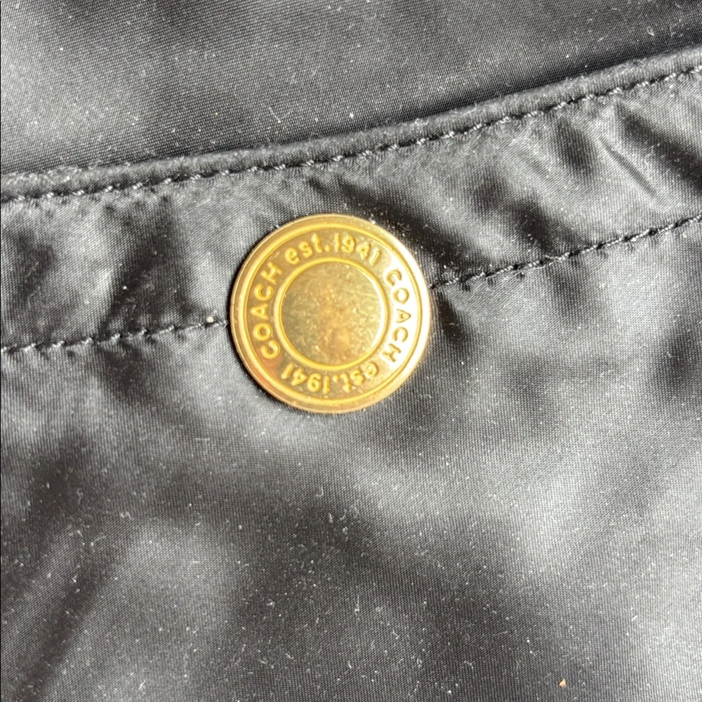 Coach Hampton Soho Black Satin Hobo Shoulder Bag, Teal Lining preowned - Picture 3 of 17